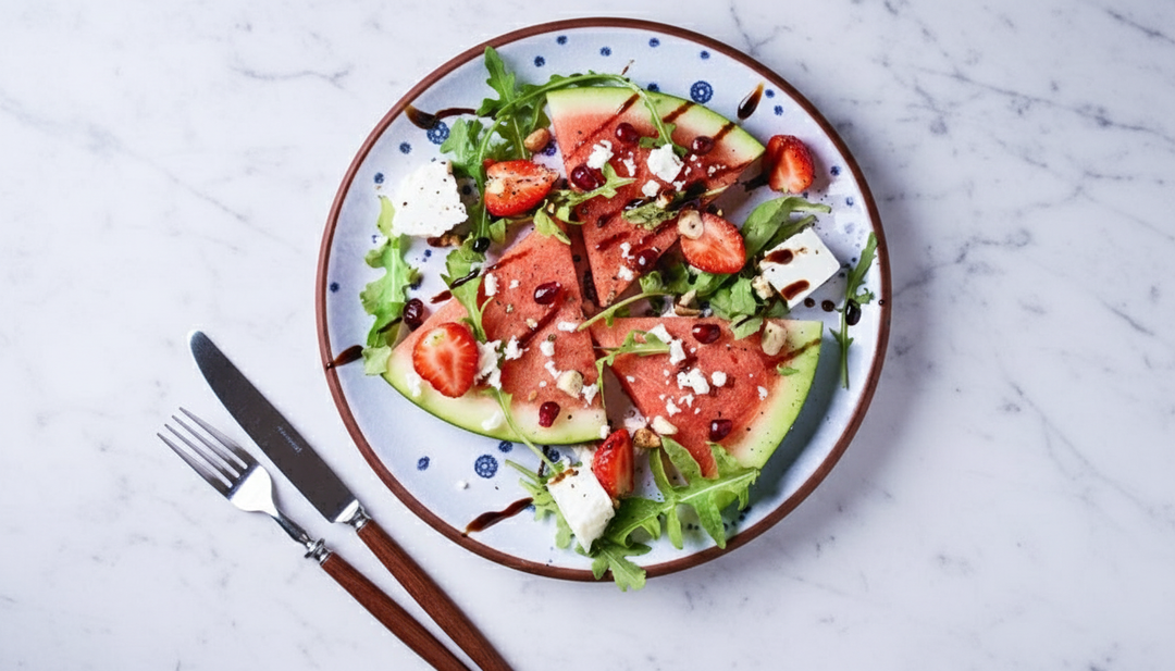 Köstlichkeiten aus saisonalen Produkten: Salat aus Wassermelone und Feta