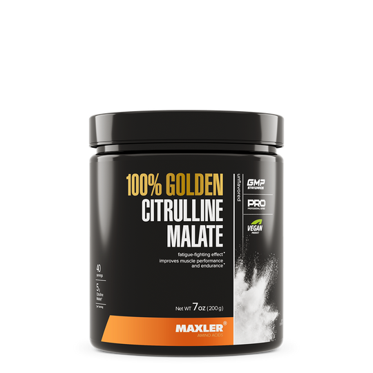 Maxler 100% Golden Citrulline Malate supplement container on a white background