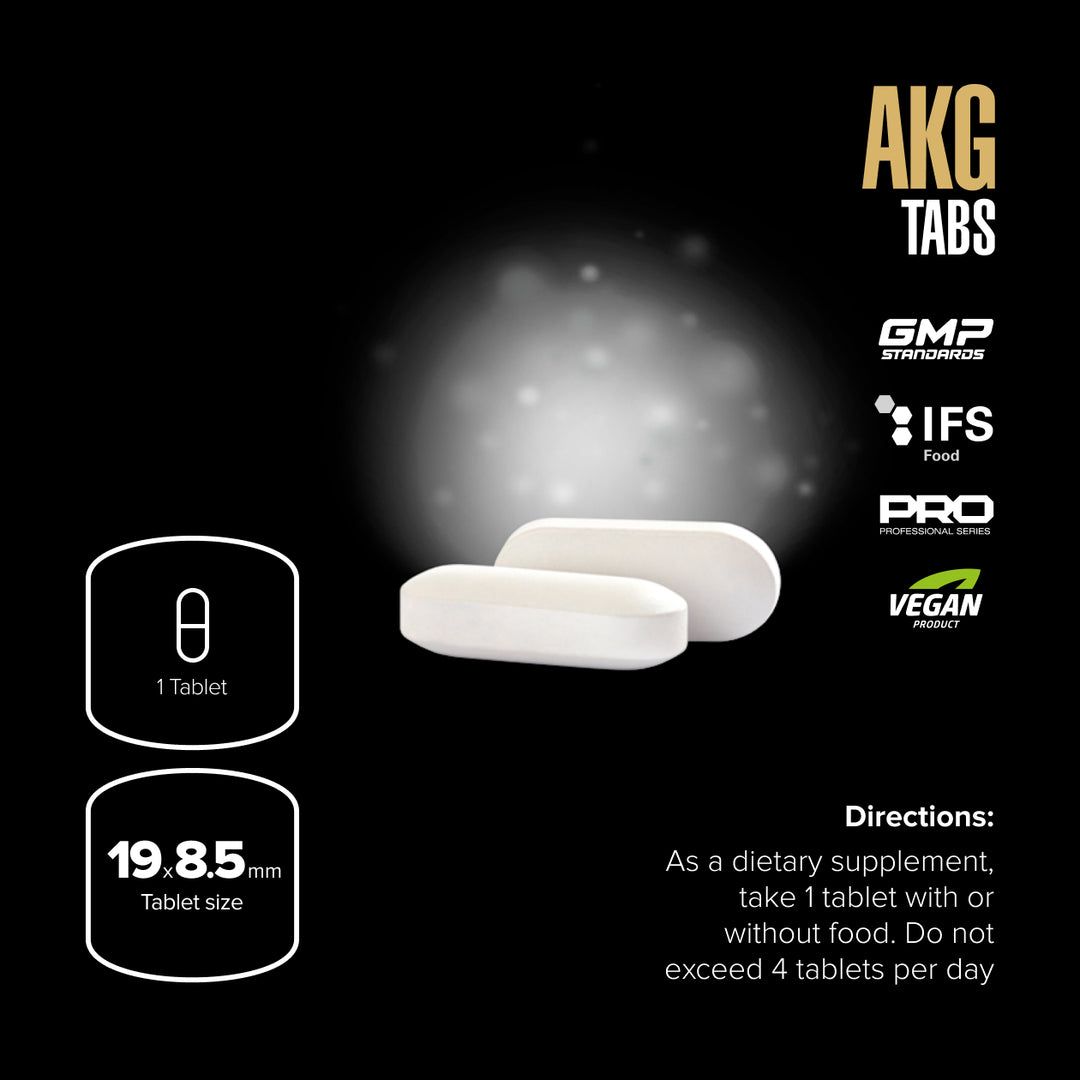 AKG Tabs vegan tablets - 1000mg Alpha-Ketoglutaric Acid for athletic performance and workout recovery