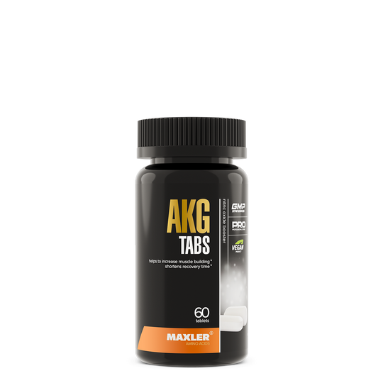MAXLER AKG Tabs 1000mg - Alpha-Ketoglutaric Acid supplement bottle for muscle growth and nitric oxide production