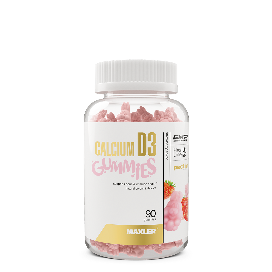 Bottle of Maxler Calcium D3 Gummies on a white background