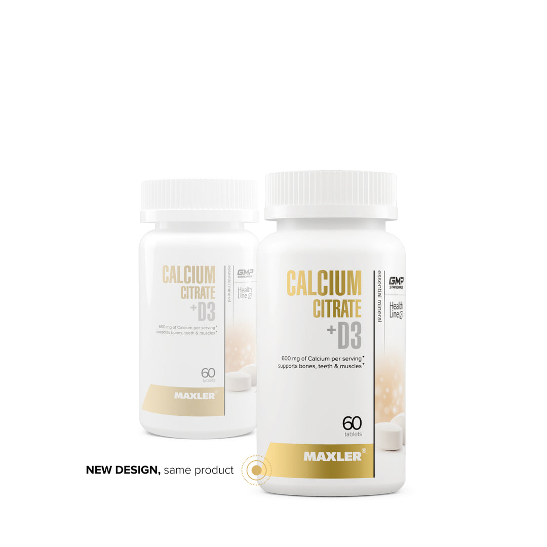 Two bottles of Maxler Calcium Citrate + D3 on a white background