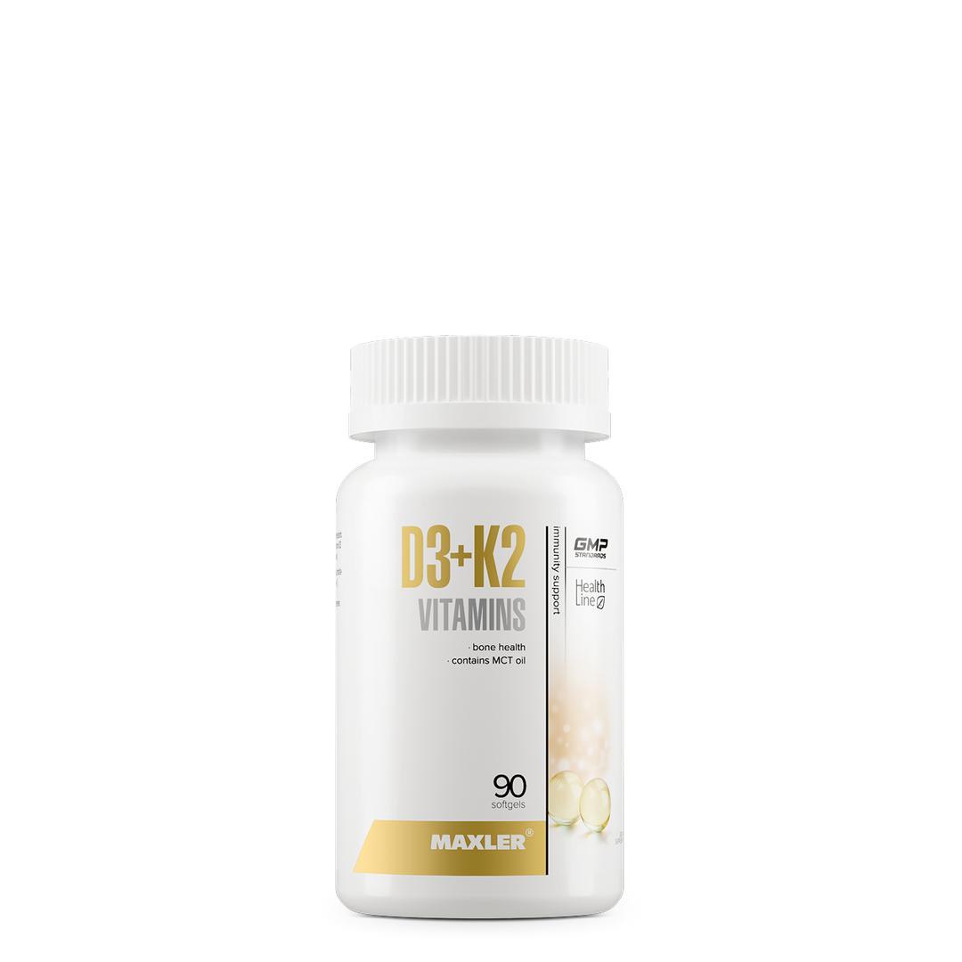 Maxler D3+K2 Vitamins – 90 softgel capsules, Vitamin D3 + K2 MK-7 with MCT oil, bone health and immunity support, GMP certified