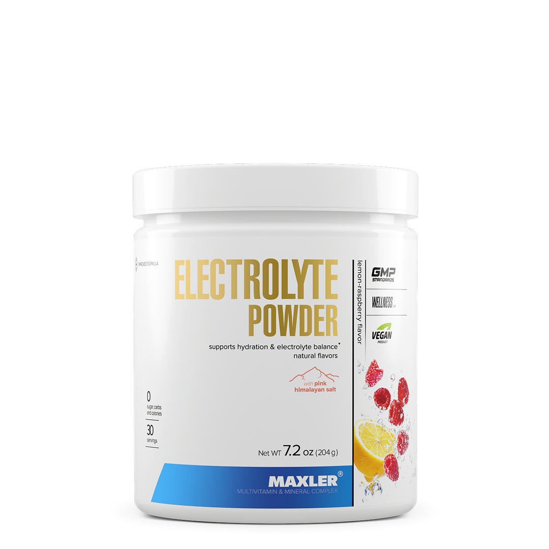 Maxler Electrolyte Powder container on a white background