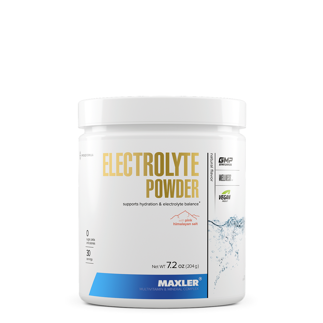 Maxler Electrolyte Powder container on a white background