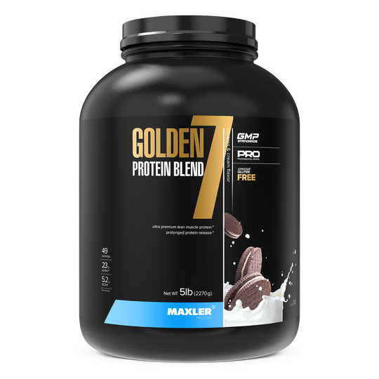 Maxler Golden Protein Blend 7 container on a white background