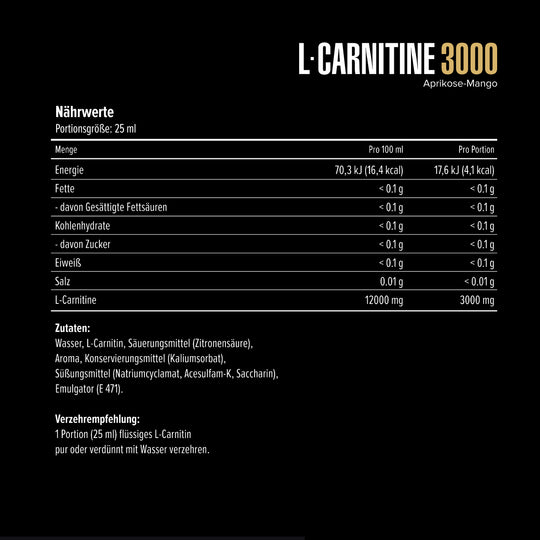 l carnitine kcal g Triple Stregth L-Carnitine 3300 Liquid Refreshing isotonic sports drink with carbohydrates L-Carnitine 3000 Bottle | Buy