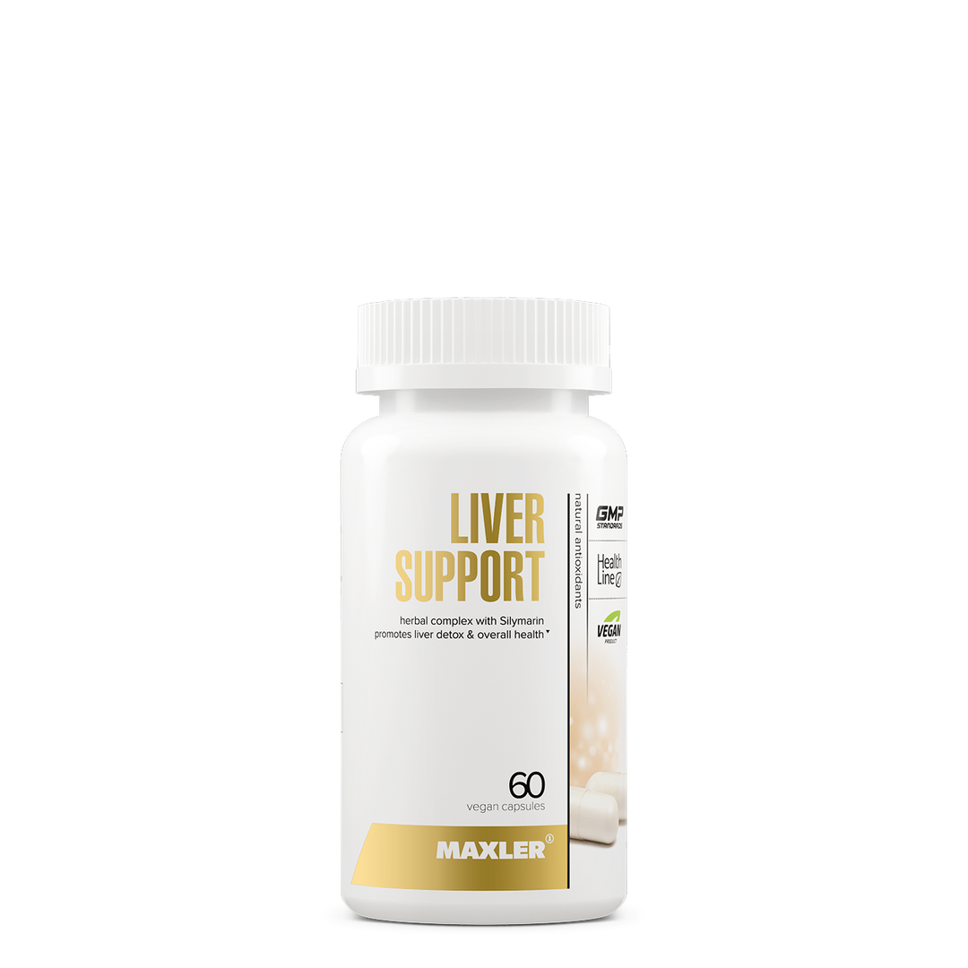 Bottle of Maxler Liver Support supplement on a white background