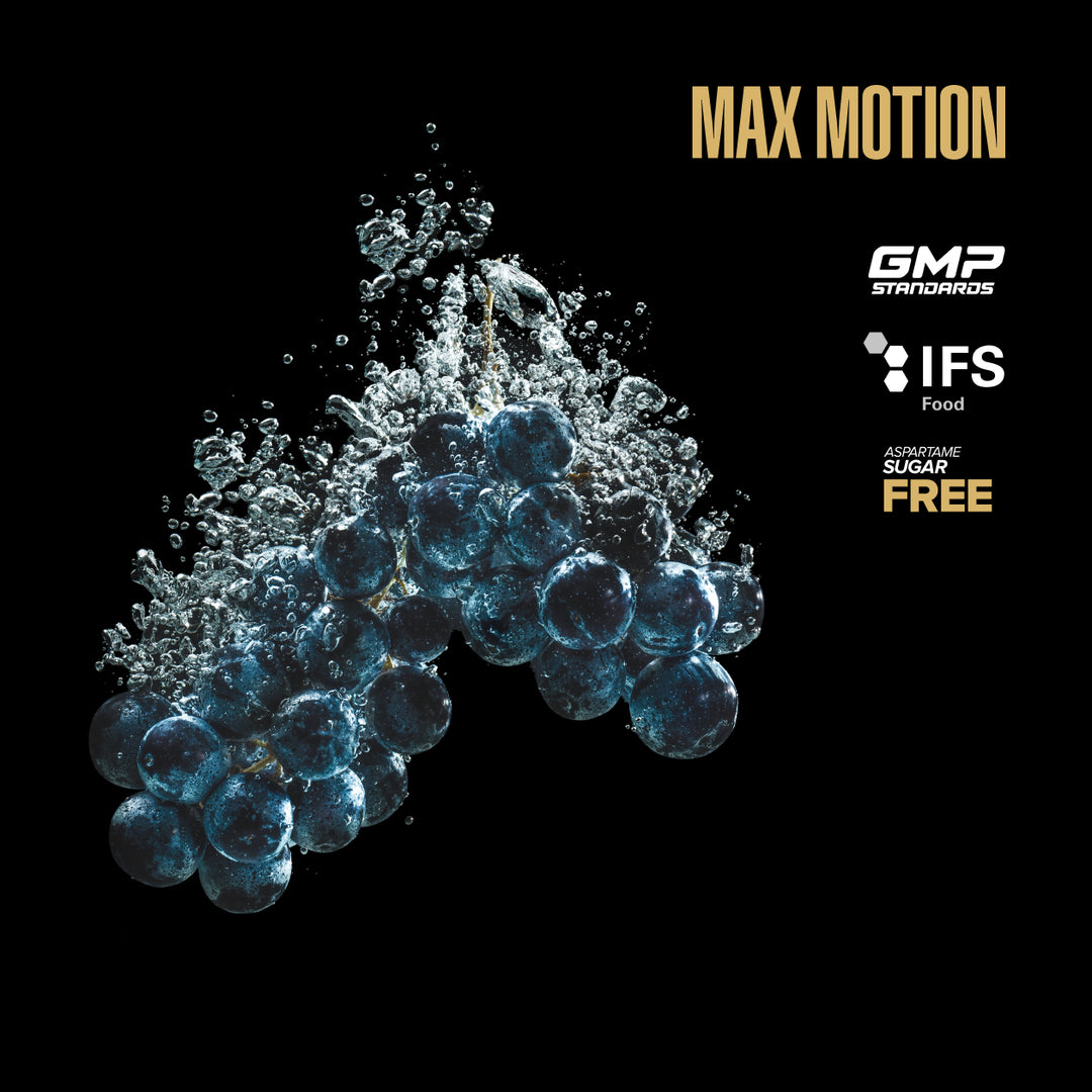 Maxler Max Motion Effervescent Tablets – grape flavour, isotonic sports drink, aspartame & sugar free, GMP & IFS certified, hydration and recovery support