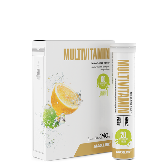 Maxler Multivitamin Effervescent Tablets – lemon-lime flavour, 3×20 effervescent tablets, daily vitamin complex, sugar free, enhanced solubility, GMP certified