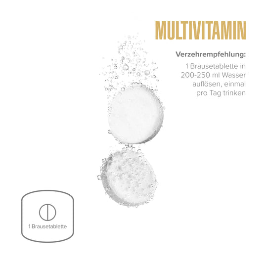 Maxler Multivitamin Effervescent Tablets – 1 tablet dissolved in 200–250ml water, once daily, strawberry-kiwi flavour, daily vitamin complex
