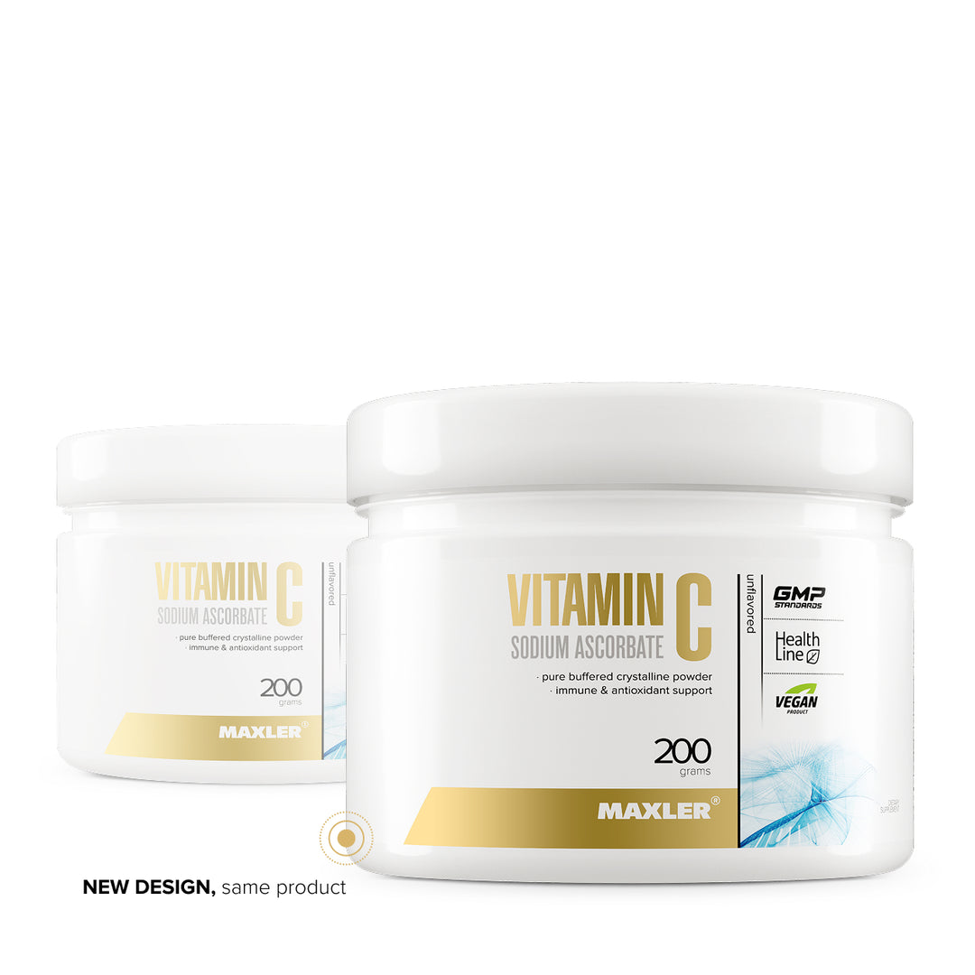  Maxler Vitamin C Sodium Ascorbate – new packaging design, 200g can, pure buffered crystalline powder, unflavored, immune & antioxidant support, GMP certified, vegan