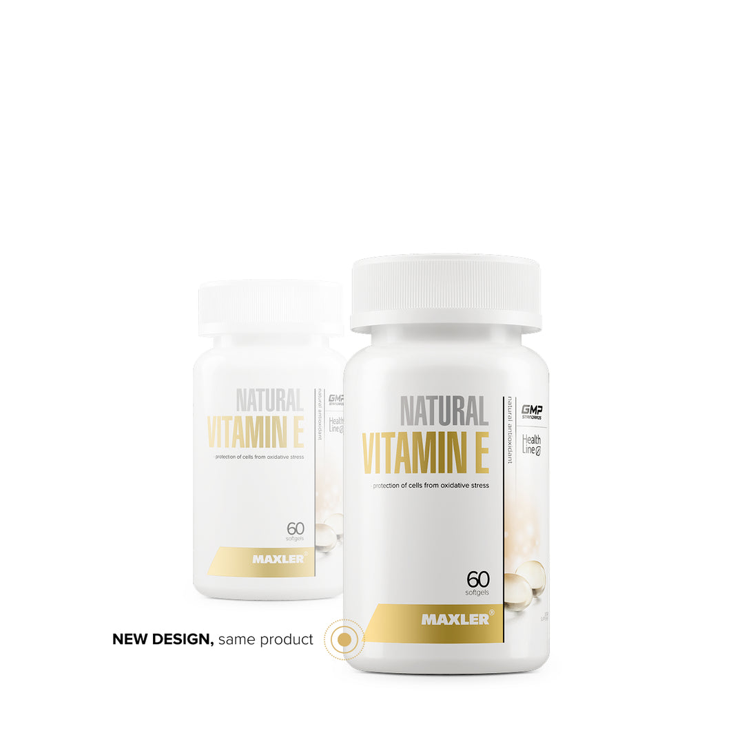 Maxler Natural Vitamin E – new packaging design, 60 softgel capsules, natural antioxidant for immune and heart health support