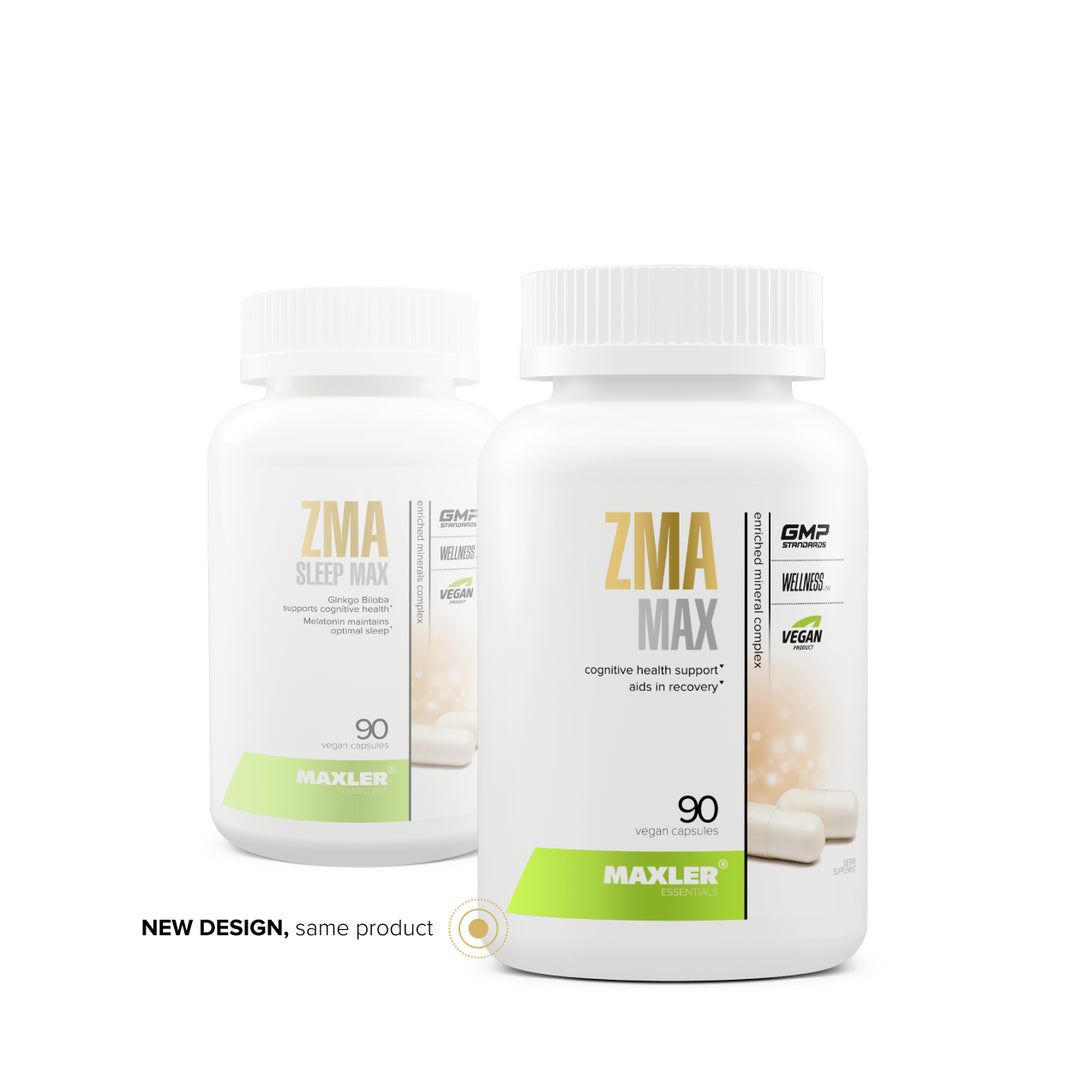 Two bottles of Maxler ZMA supplements on a white background