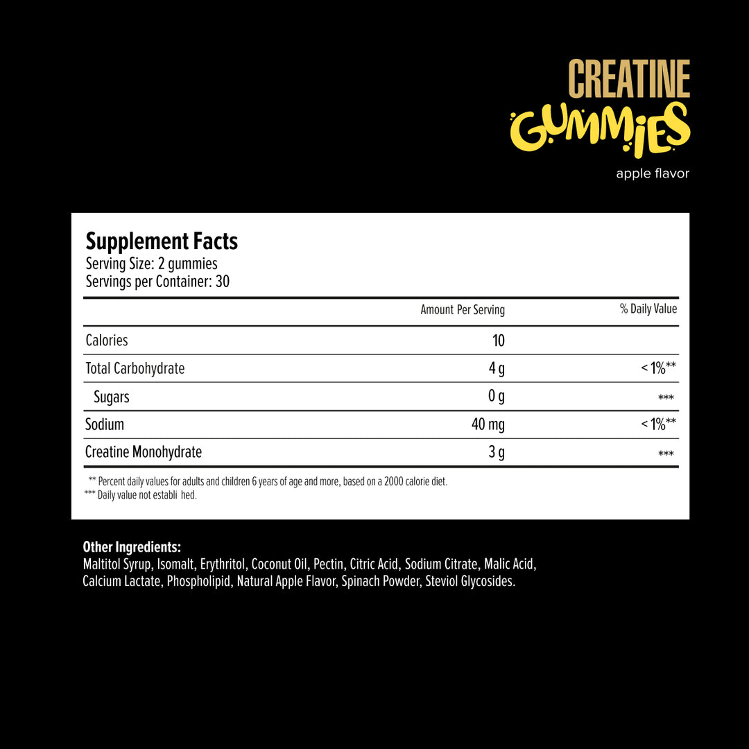 Maxler Creatine Gummies Apple — Supplement Facts and Nutrition Label