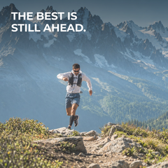 Athlete on a mountain trail. The best is still ahead.
