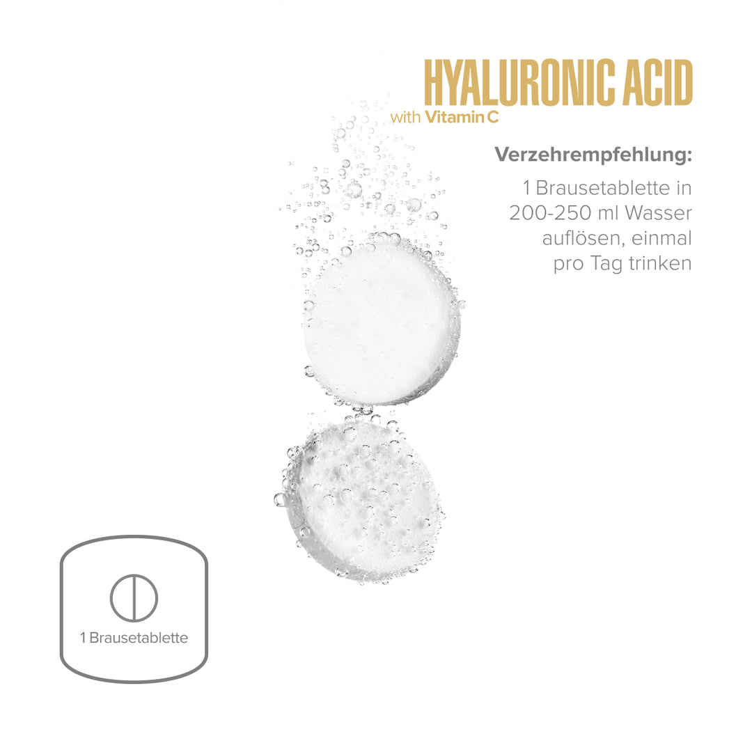 German serving instructions for Maxler Hyaluronic Acid with Vitamin C effervescent tablets